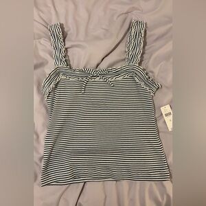 Maeve Black and White Striped Tank Top